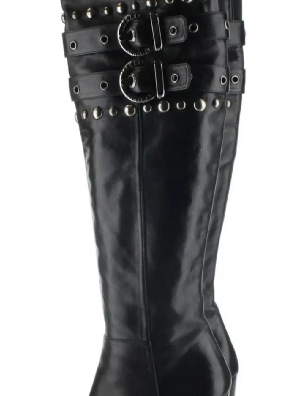 Stuart Weitzman Black Over-the-Knee Studded Heeled Boots